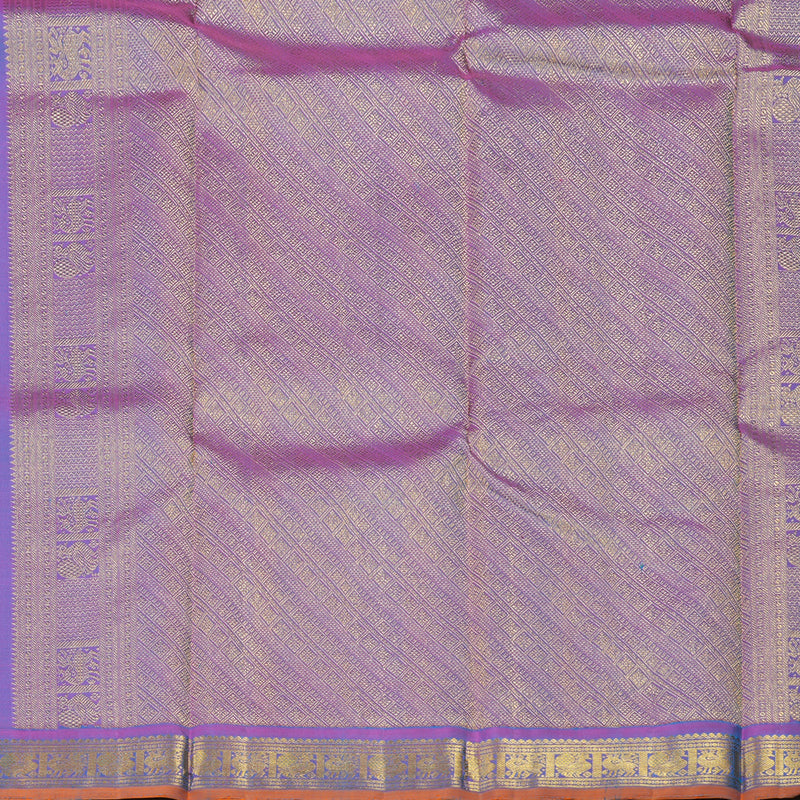 Hayagrivas Handloom Aqua Green Kanjivaram Silk Saree with Purple Border KSBE67L2-1