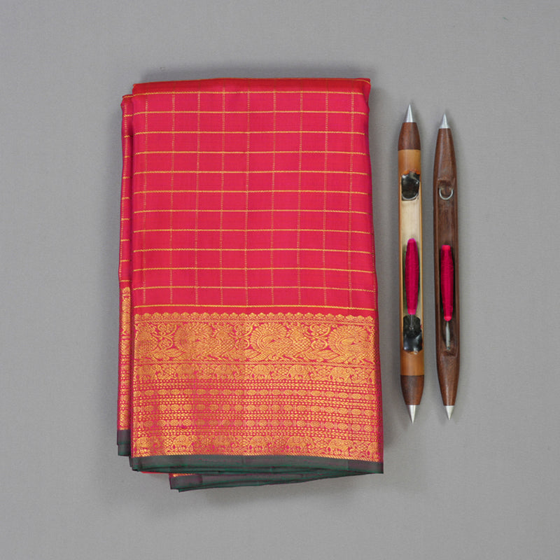 Hayagrivas Handloom Rani Pink Kanjivaram Silk Saree KSBE67L4-1