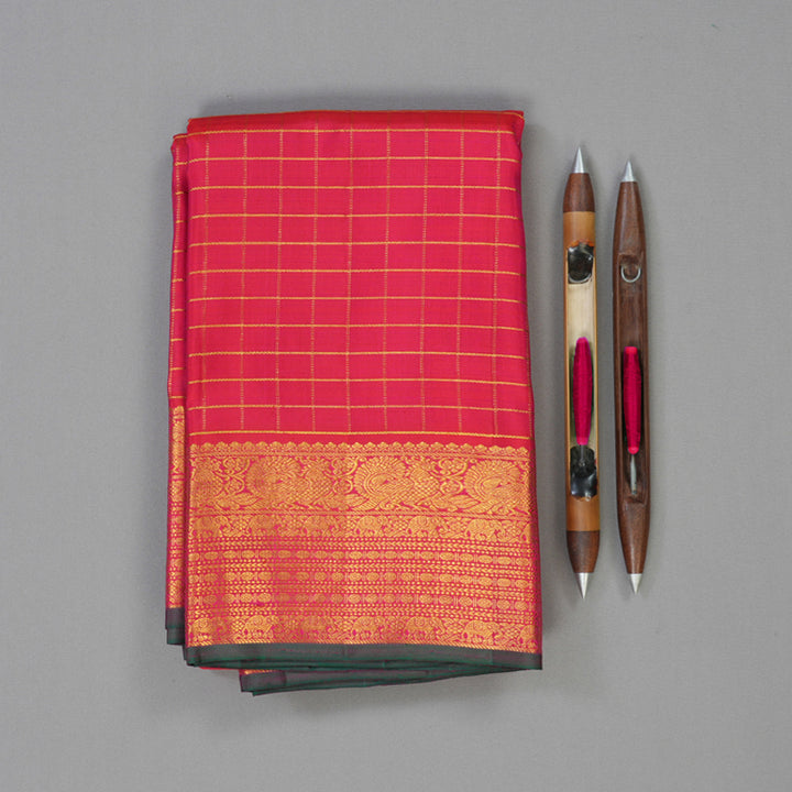 Hayagrivas Handloom Rani Pink Kanjivaram Silk Saree KSBE67L4-1