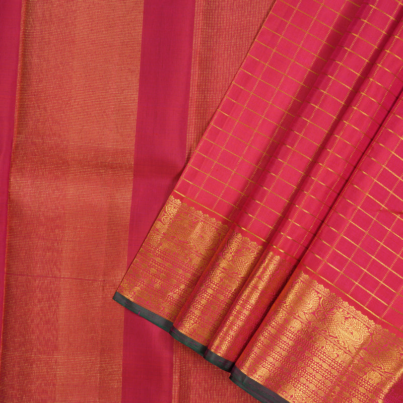 Hayagrivas Handloom Rani Pink Kanjivaram Silk Saree KSBE67L4-1