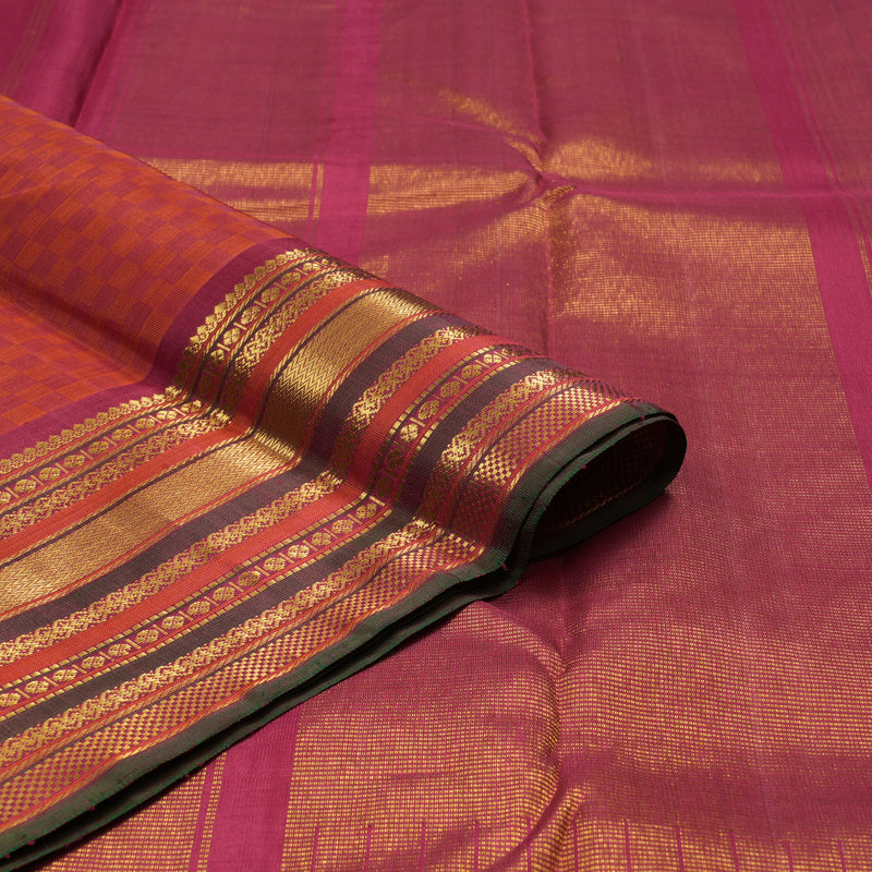 Hayagrivas Handloom Red & Orange Kanjivaram Silk Saree with Maroon Border KSBE67L4-2