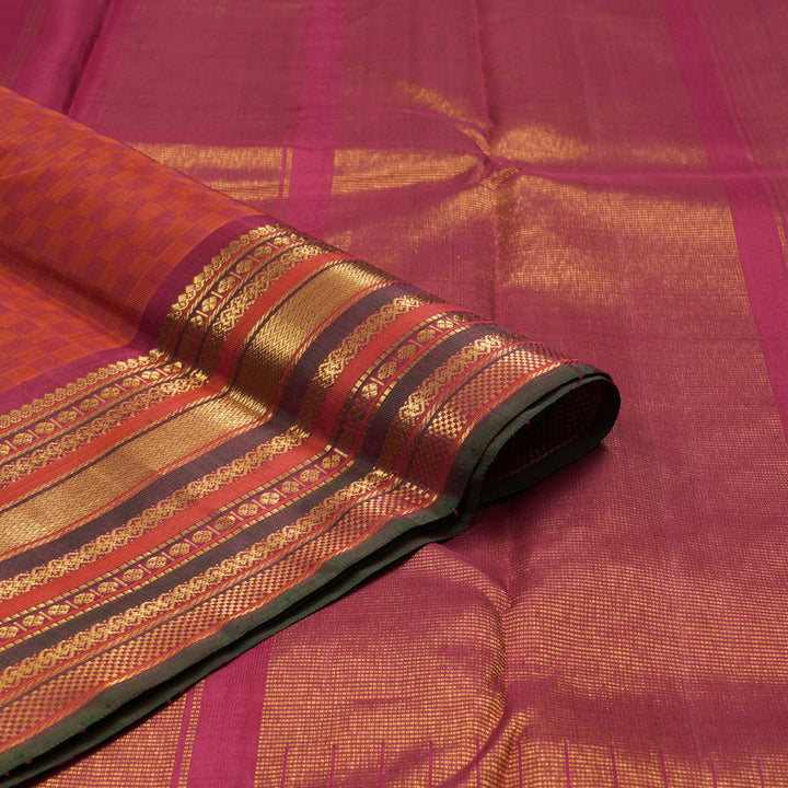 Hayagrivas Handloom Red & Orange Kanjivaram Silk Saree with Maroon Border KSBE67L4-2