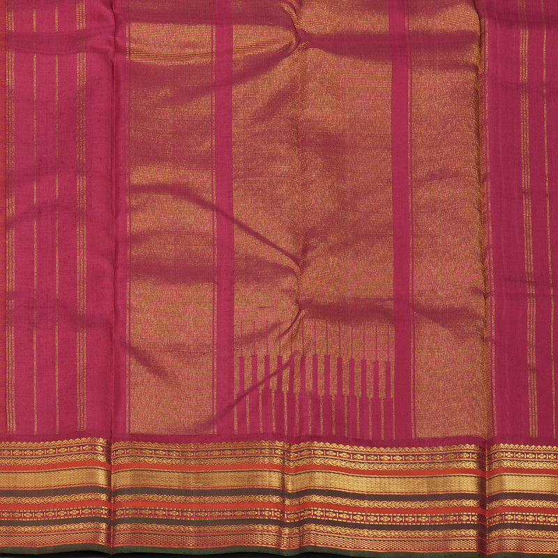 Hayagrivas Handloom Red & Orange Kanjivaram Silk Saree with Maroon Border KSBE67L4-2