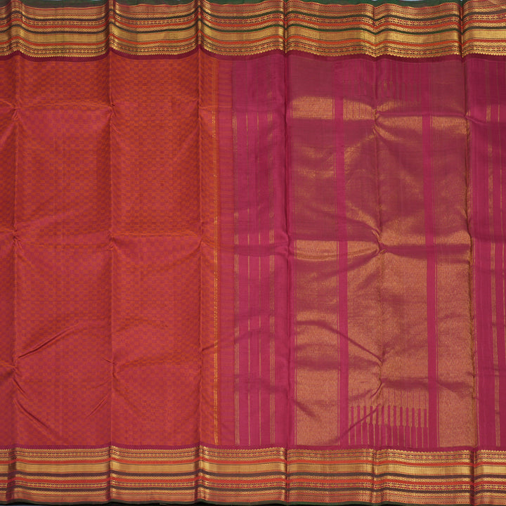 Hayagrivas Handloom Red & Orange Kanjivaram Silk Saree with Maroon Border KSBE67L4-2
