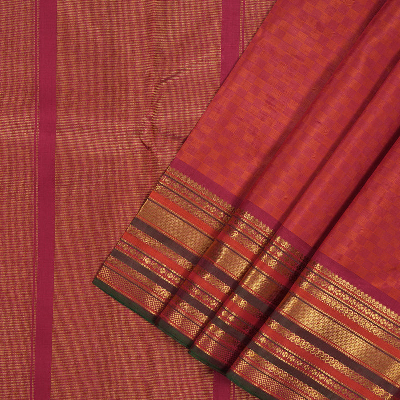 Hayagrivas Handloom Red & Orange Kanjivaram Silk Saree with Maroon Border KSBE67L4-2