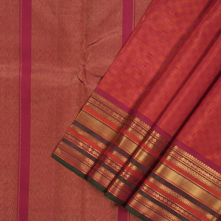Hayagrivas Handloom Red & Orange Kanjivaram Silk Saree with Maroon Border KSBE67L4-2