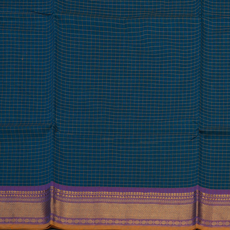 Hayagrivas Ramar Blue Pure Chettinad Cotton Saree with Ganga Jamuna Border KSBE6H1-2
