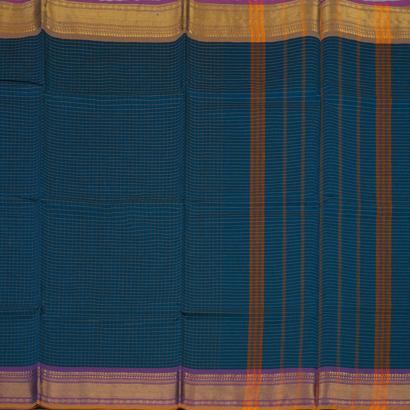 Hayagrivas Ramar Blue Pure Chettinad Cotton Saree with Ganga Jamuna Border KSBE6H1-2