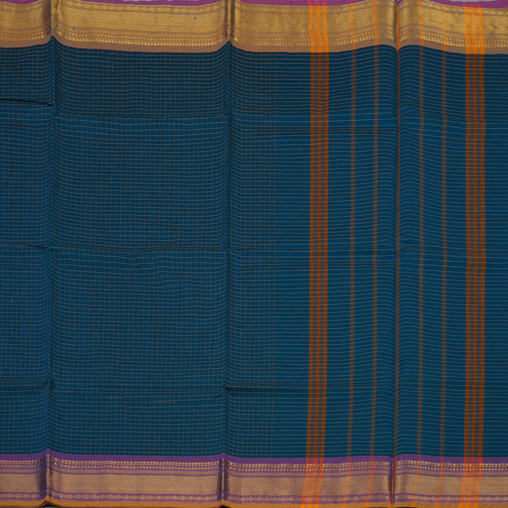 Hayagrivas Ramar Blue Pure Chettinad Cotton Saree with Ganga Jamuna Border KSBE6H1-2
