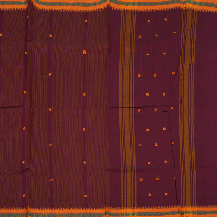 Hayagrivas Pinkish-Maroon Pure Chettinad Cotton Saree KSBE6H10-2