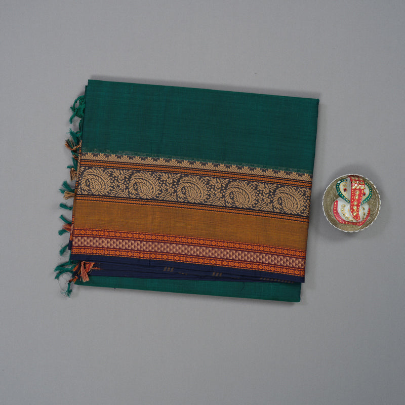 Hayagrivas Peacock Green Pure Chettinad Cotton Saree KSBE6H13-1