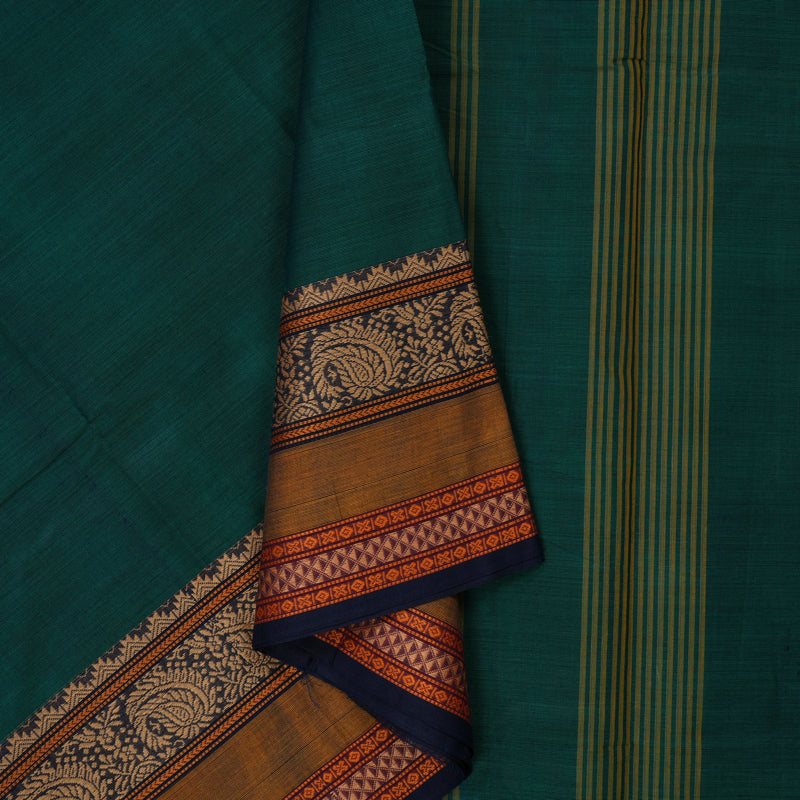 Hayagrivas Peacock Green Pure Chettinad Cotton Saree KSBE6H13-1