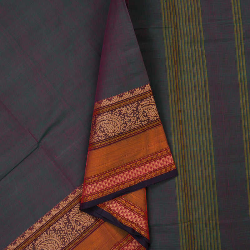 Hayagrivas Dual Tone (Purple & Green) Pure Chettinad Cotton Saree KSBE6H13-2