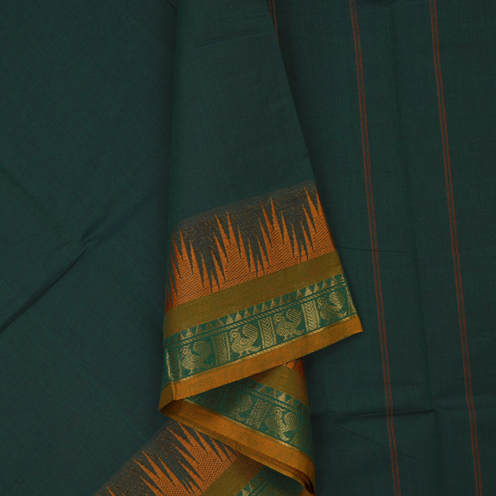 Hayagrivas Bottle Green Pure Chettinad Cotton Saree KSBE6H16-2