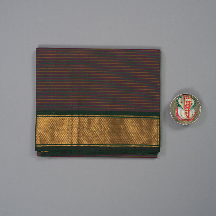 Hayagrivas Magenta with Green & Yellow Stripes Pure Chettinad Cotton Saree KSBE6H17-2