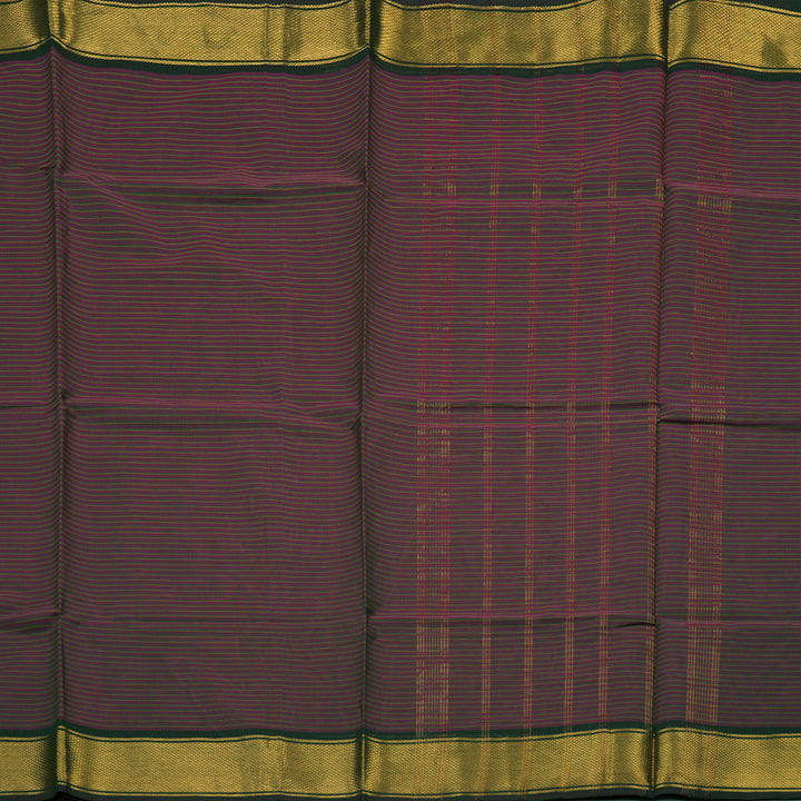 Hayagrivas Magenta with Green & Yellow Stripes Pure Chettinad Cotton Saree KSBE6H17-2