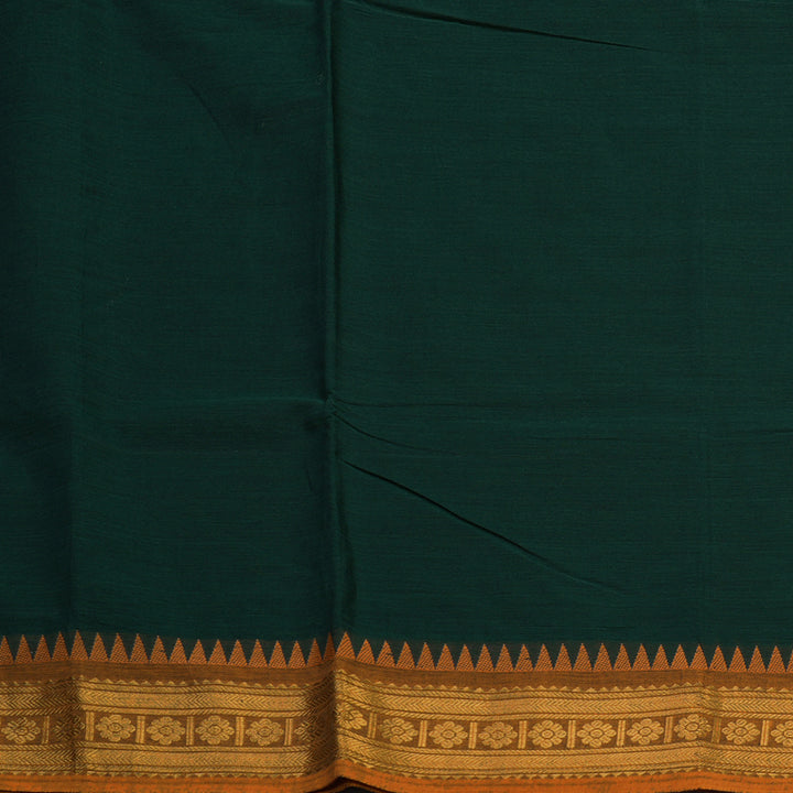 Hayagrivas Peacock Green Pure Chettinad Cotton Saree with Ganga Jamuna Border KSBE6H18-2