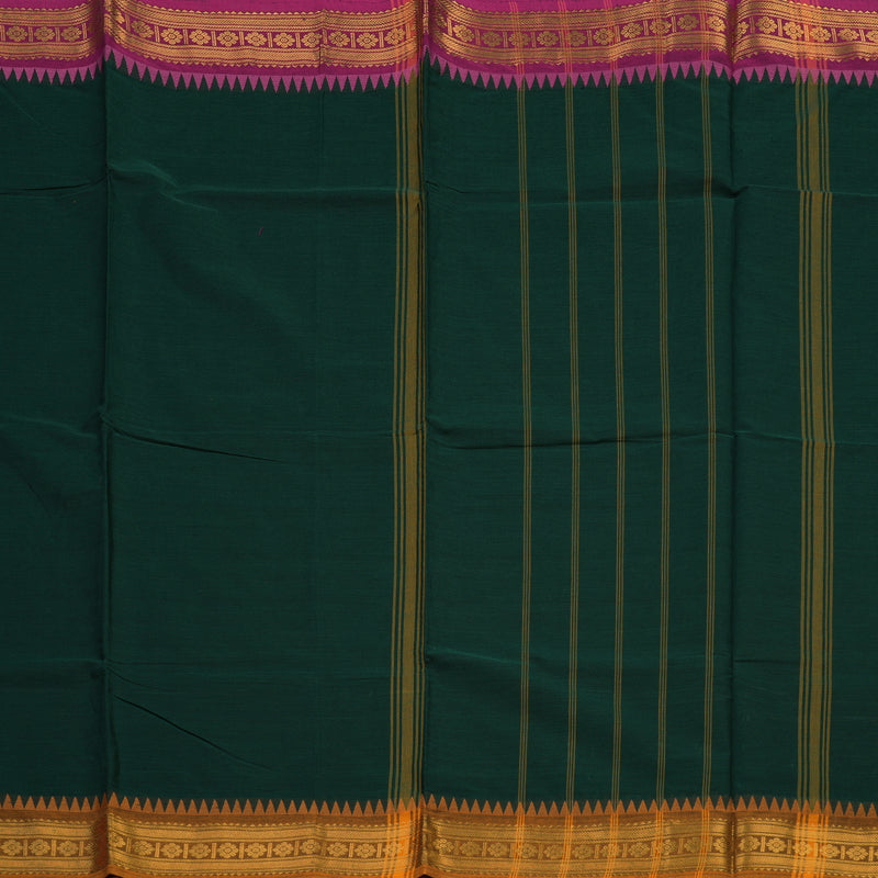 Hayagrivas Peacock Green Pure Chettinad Cotton Saree with Ganga Jamuna Border KSBE6H18-2