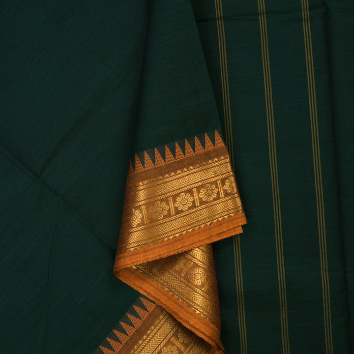 Hayagrivas Peacock Green Pure Chettinad Cotton Saree with Ganga Jamuna Border KSBE6H18-2