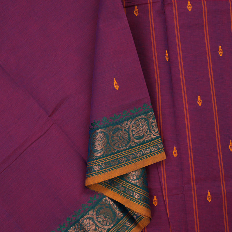 Hayagrivas Purple Pure Chettinad Cotton Saree KSBE6H2-3