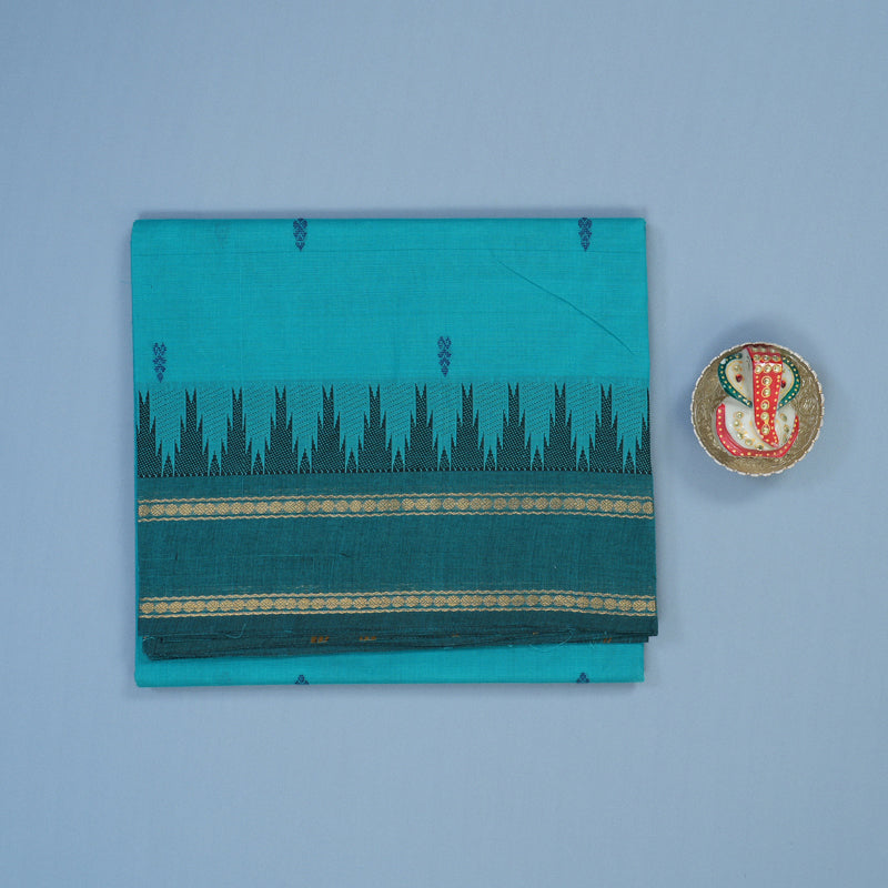 Hayagrivas Sky Blue Pure Chettinad Cotton Saree with Ramar Blue Border KSBE6H6-2