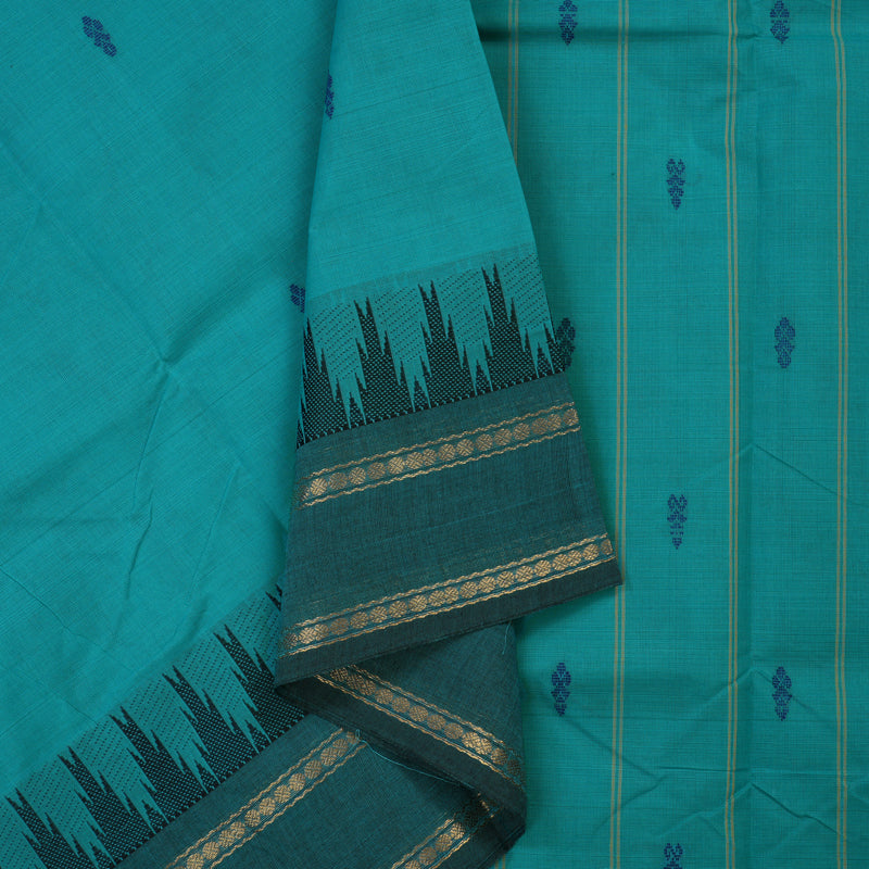 Hayagrivas Sky Blue Pure Chettinad Cotton Saree with Ramar Blue Border KSBE6H6-2