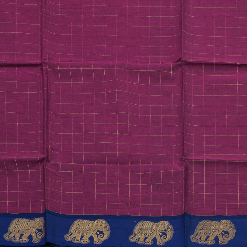 Hayagrivas Purple Pure Chettinad Cotton Saree with Dark Blue Border KSBE6H7-2