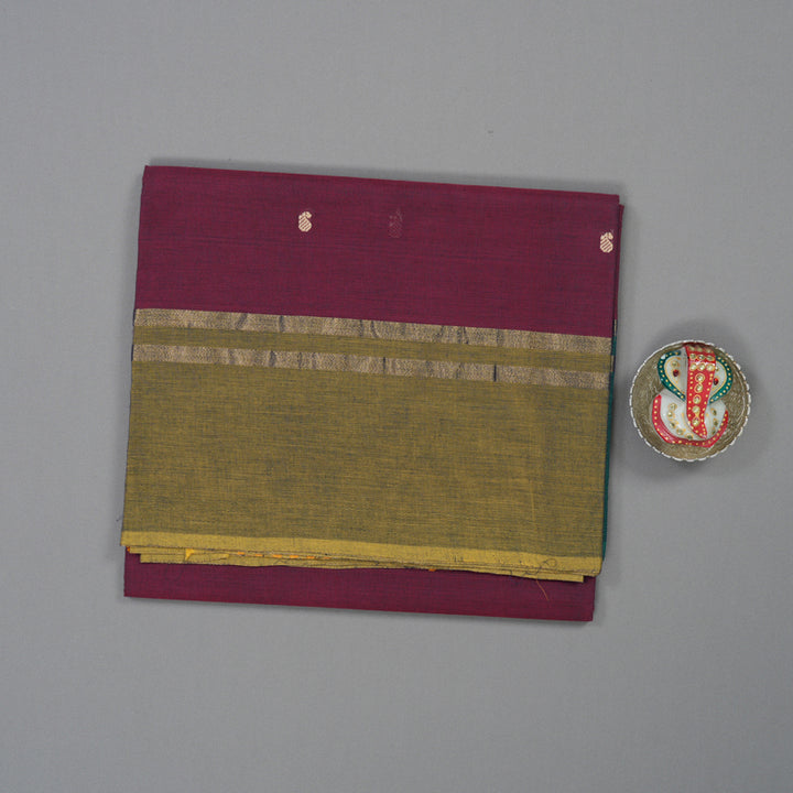 Hayagrivas Wine Purple Pure Chettinad Cotton Saree with Ganga Jamuna Border KSBE6H8-1