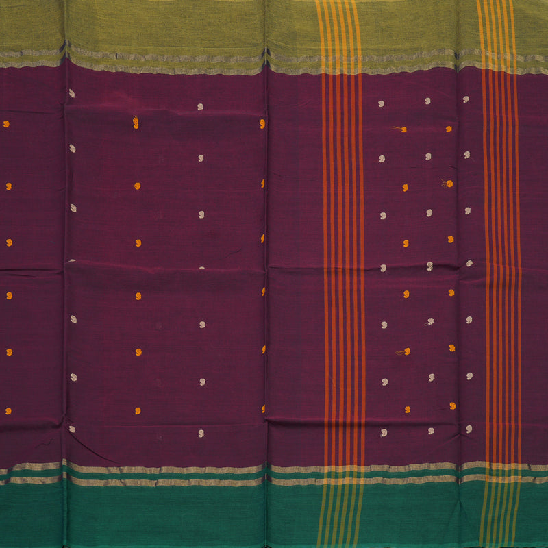 Hayagrivas Wine Purple Pure Chettinad Cotton Saree with Ganga Jamuna Border KSBE6H8-1