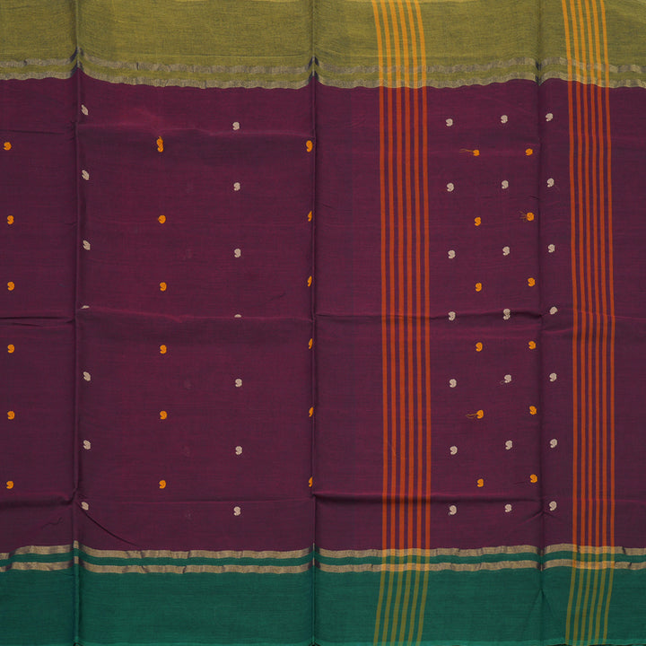Hayagrivas Wine Purple Pure Chettinad Cotton Saree with Ganga Jamuna Border KSBE6H8-1