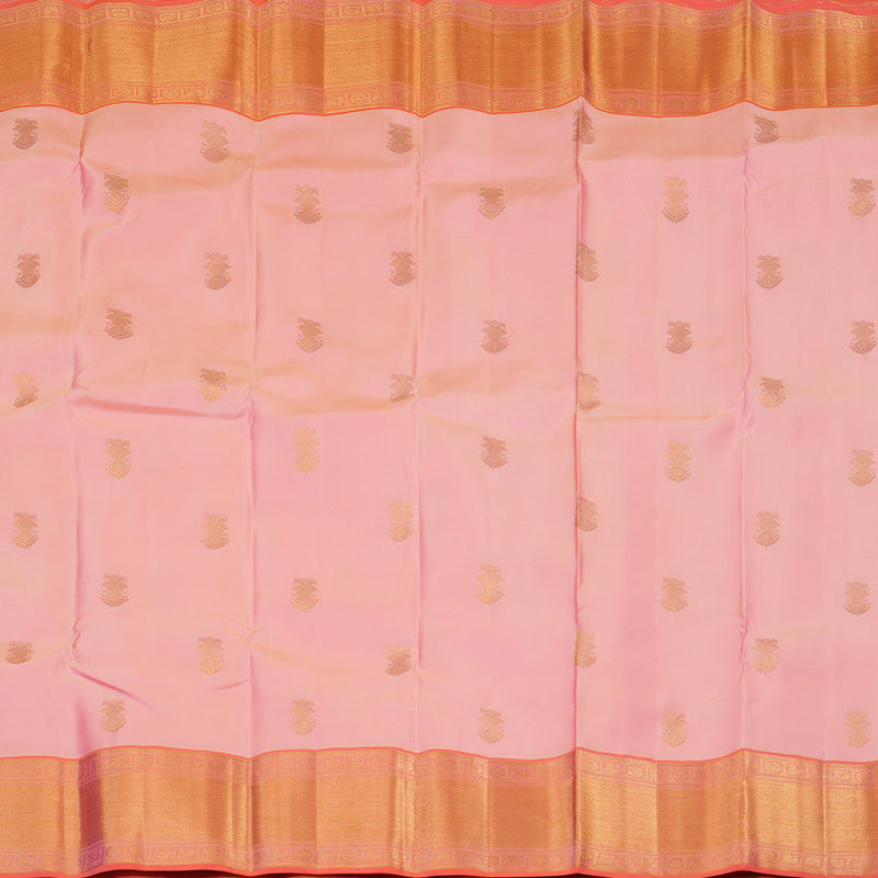 Hayagrivas Handloom Peach Pink Kanjivaram Silk Saree with Orangish-Pink Border KSBE76L13-1