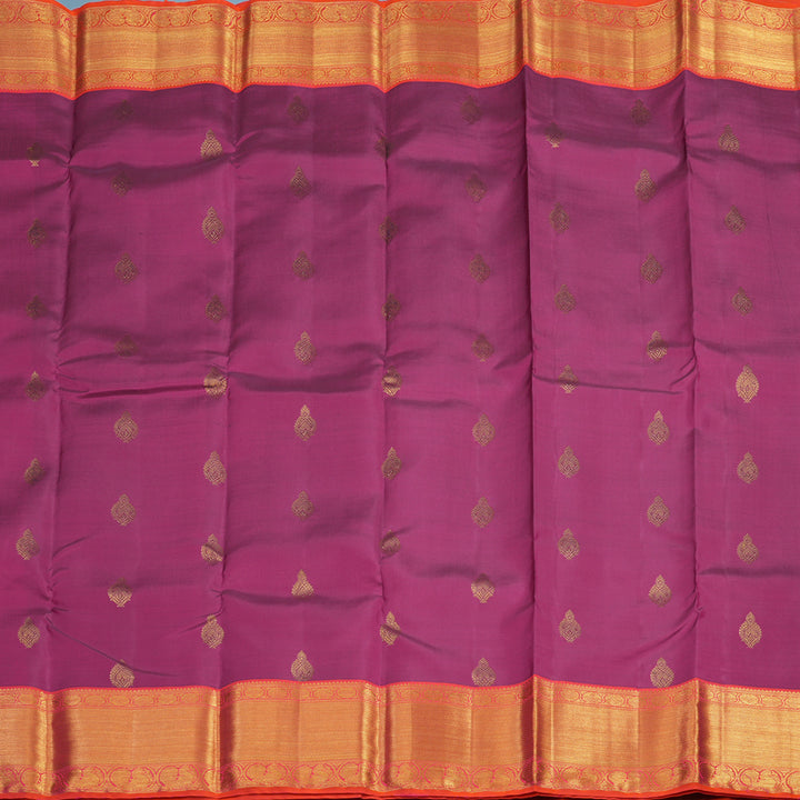 Hayagrivas Handloom Wine Magenta Kanjivaram Silk Saree with Pinkish-Orange Border KSBE76L13-2
