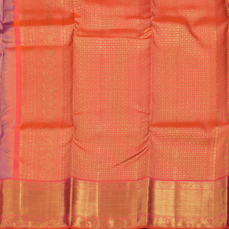 Hayagrivas Handloom Wine Magenta Kanjivaram Silk Saree with Pinkish-Orange Border KSBE76L13-2