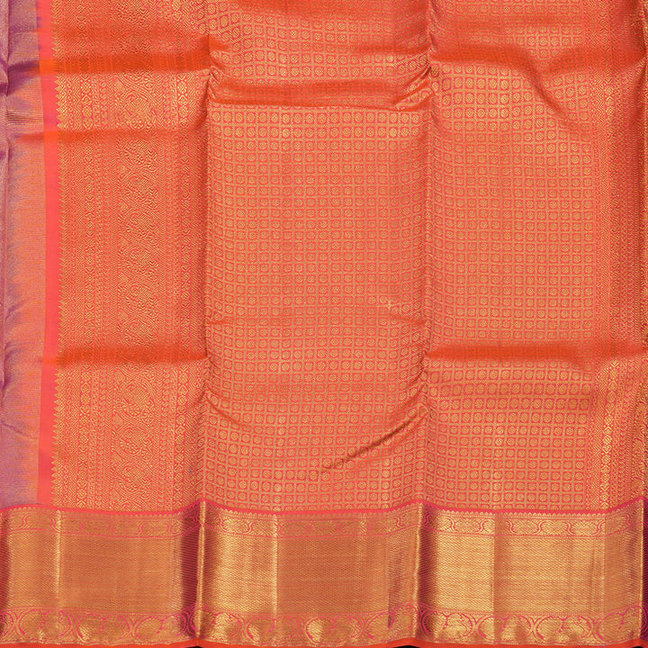 Hayagrivas Handloom Wine Magenta Kanjivaram Silk Saree with Pinkish-Orange Border KSBE76L13-2