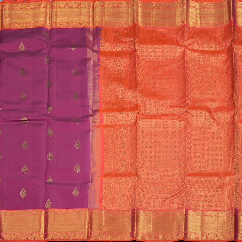 Hayagrivas Handloom Wine Magenta Kanjivaram Silk Saree with Pinkish-Orange Border KSBE76L13-2