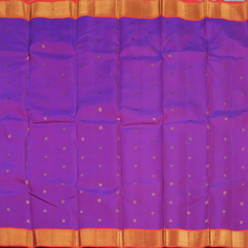 Hayagrivas Handloom Purple Kanjivaram Silk Saree with Bright Orangish-Pink Border KSBE76L15-3