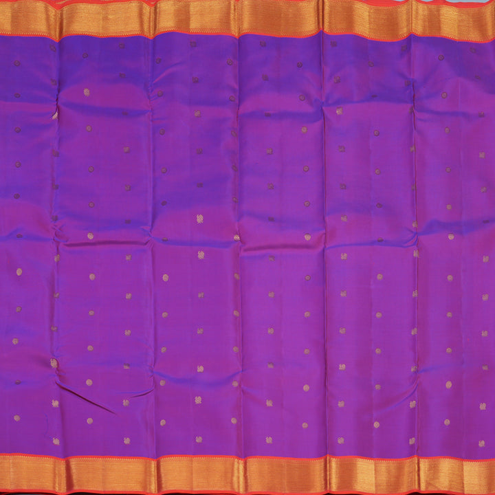 Hayagrivas Handloom Purple Kanjivaram Silk Saree with Bright Orangish-Pink Border KSBE76L15-3