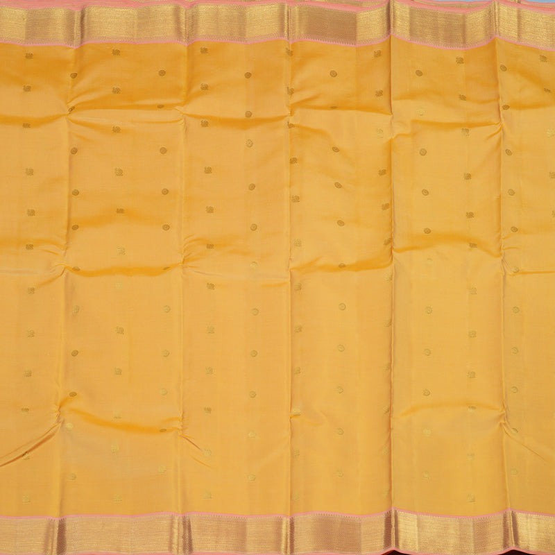 Hayagrivas Handloom Pale Yellow Kanjivaram Silk Saree with Peach Orange Border KSBE76L15-9