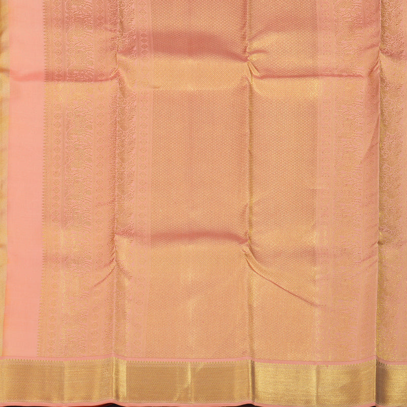 Hayagrivas Handloom Pale Yellow Kanjivaram Silk Saree with Peach Orange Border KSBE76L15-9