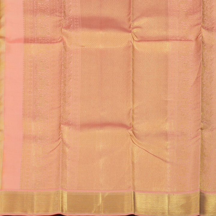 Hayagrivas Handloom Pale Yellow Kanjivaram Silk Saree with Peach Orange Border KSBE76L15-9