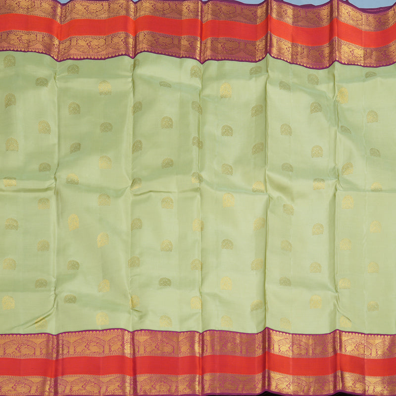 Hayagrivas Handloom Pista Green Kanjivaram Silk Saree with Wine Purple Border KSBE76L2-10