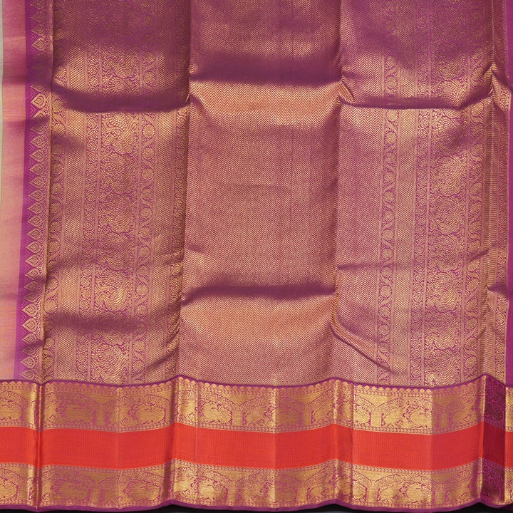 Hayagrivas Handloom Pista Green Kanjivaram Silk Saree with Wine Purple Border KSBE76L2-10