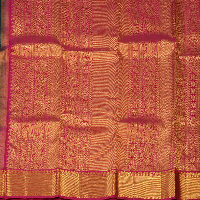 Hayagrivas Handloom Bottle Green Kanjivaram Silk Saree with Pink Border KSBE76L4-2