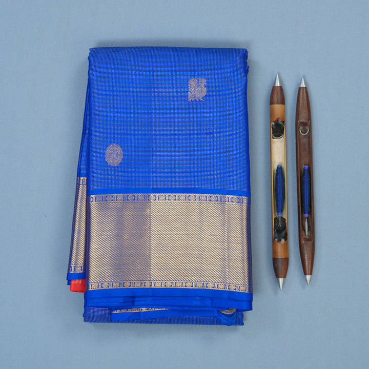Hayagrivas Handloom MS Blue Kanjivaram Silk Saree KSBE76L7-2