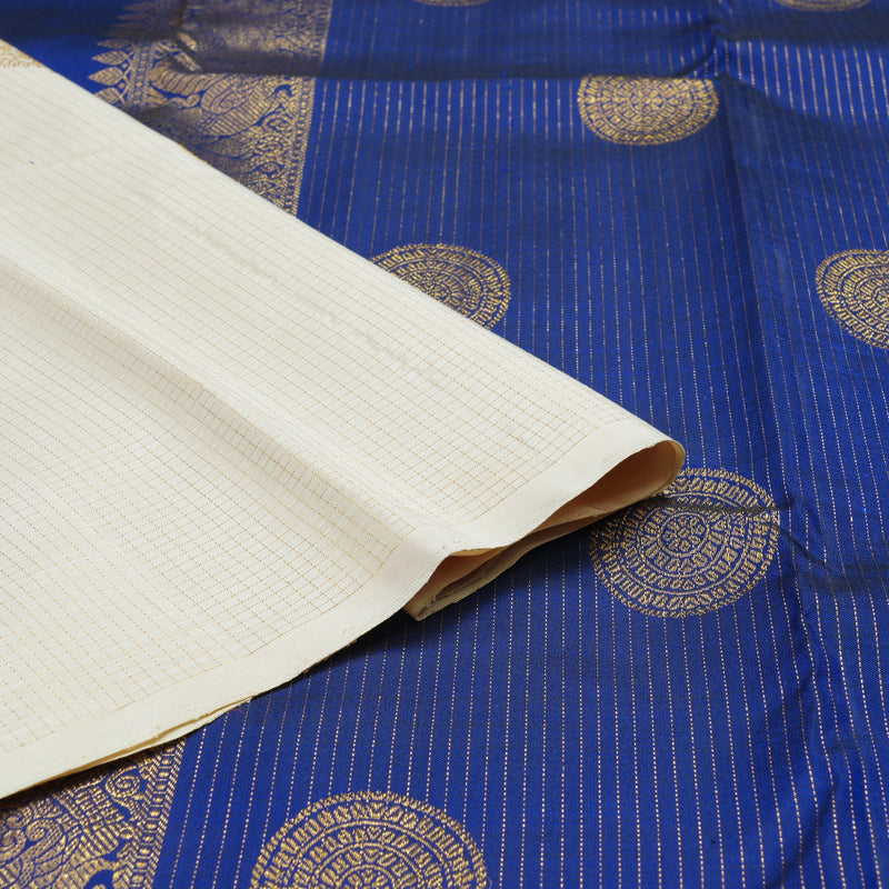 Hayagrivas Handloom Half-White Kanjivaram Silk Saree KSBE76L9-1