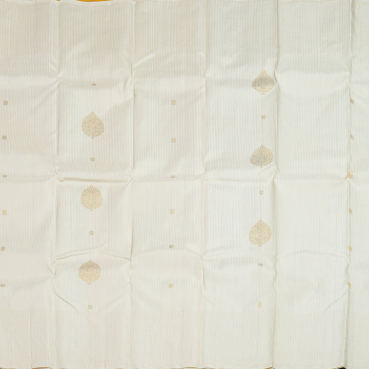 Hayagrivas Handloom Half-White Kanjivaram Silk Saree KSBE76L9-1