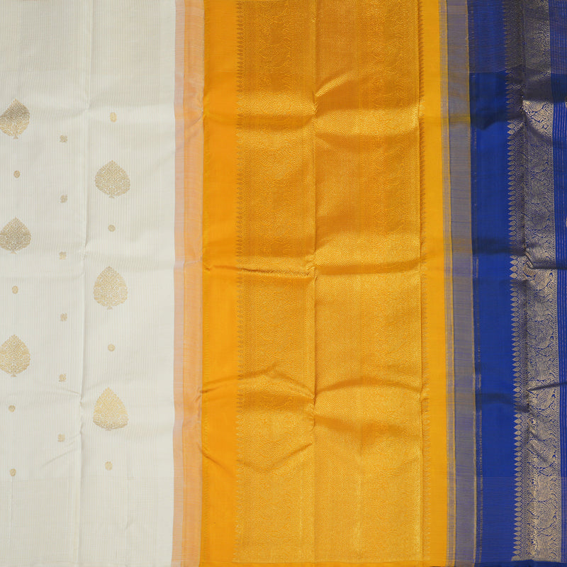 Hayagrivas Handloom Half-White Kanjivaram Silk Saree KSBE76L9-1