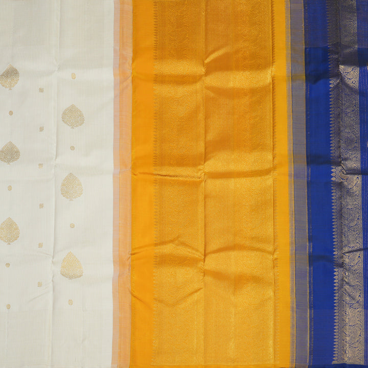 Hayagrivas Handloom Half-White Kanjivaram Silk Saree KSBE76L9-1
