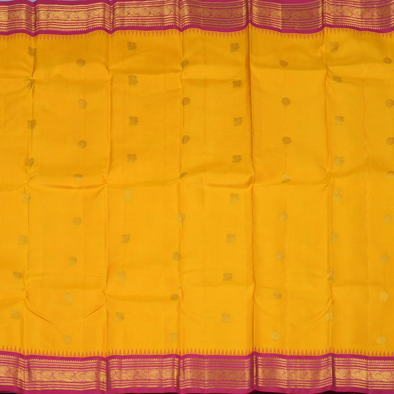 Hayagrivas Handloom Yellow Kanjivaram Silk Saree with Pink Border KSBE76L9-15
