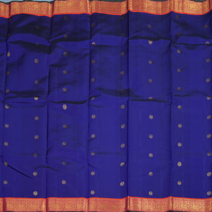 Hayagrivas Handloom Royal Blue Kanjivaram Silk Saree with Pink Border KSBE76L9-16